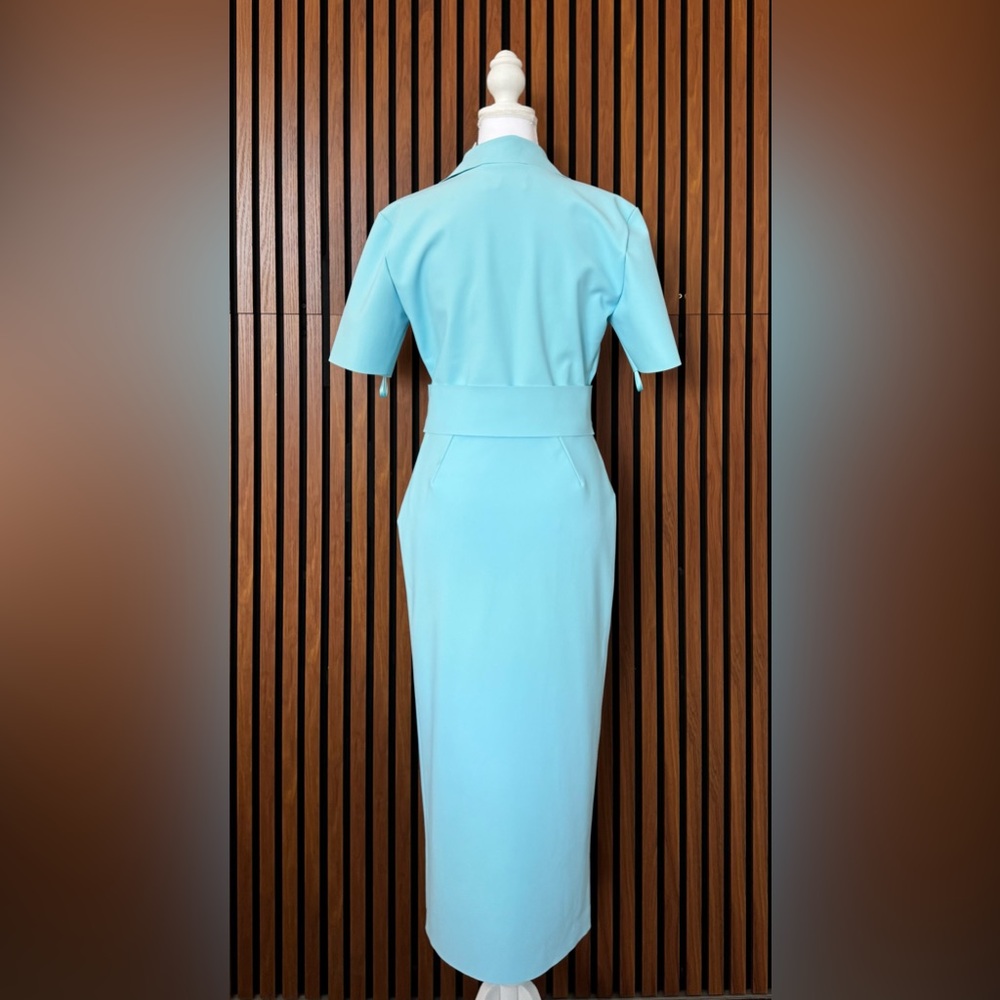 Chiara Boni Light Blue Midi Dress with Ring Detail - Picture 7 of 10